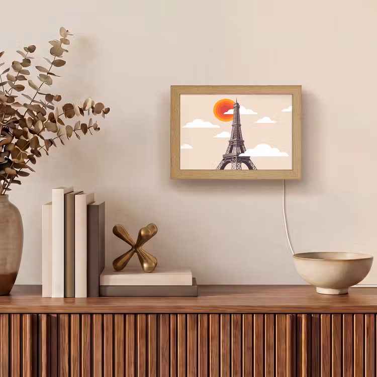Lightbox - Wandlamp - Eiffeltoren - Zon - Architectuur - Abstract - Beige — 4