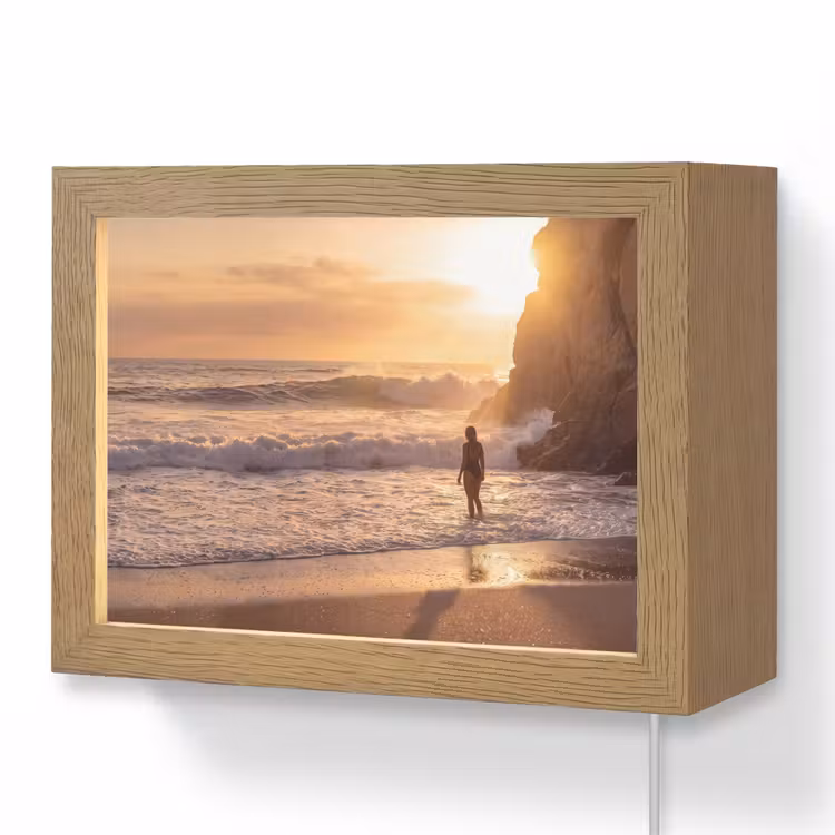Lightbox - Wandlamp - Mensen - Oceaan - Zonsondergang - Kust - Goud — 1