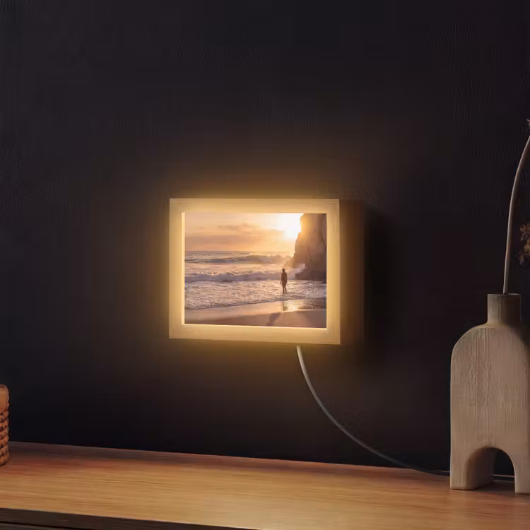 Lightbox - Wandlamp - Mensen - Oceaan - Zonsondergang - Kust - Goud — 2