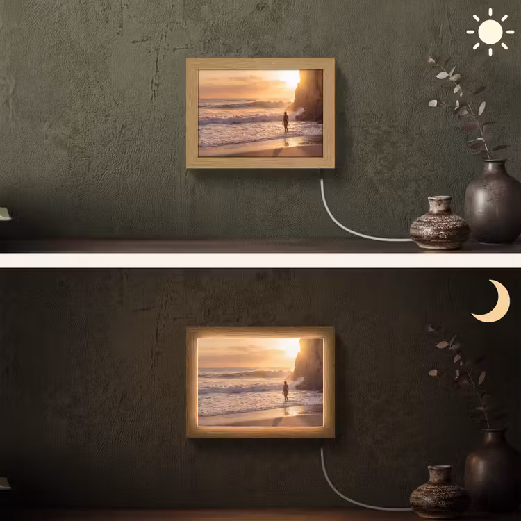 Lightbox - Wandlamp - Mensen - Oceaan - Zonsondergang - Kust - Goud — 3