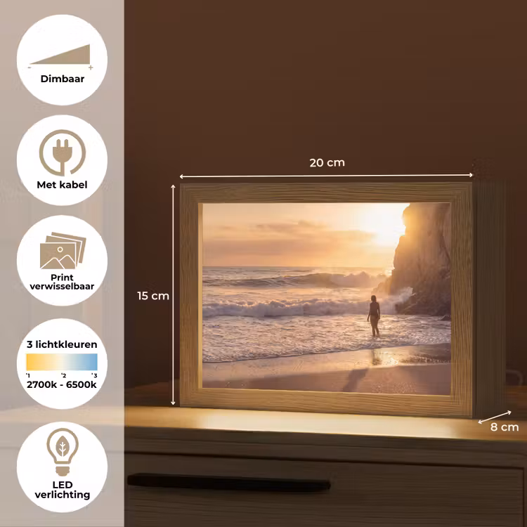 Lightbox - Wandlamp - Mensen - Oceaan - Zonsondergang - Kust - Goud — 9
