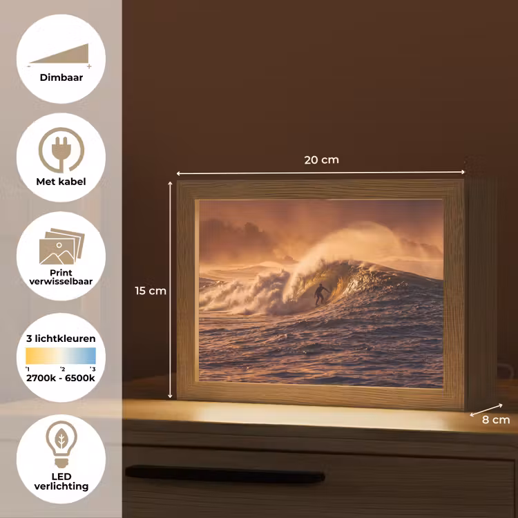 Lightbox - Wandlamp - Surfer - Golf - Oceaan - Sport - Oranje — 9