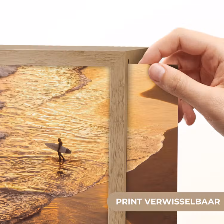 Lightbox - Wandlamp - Surfer - Strand - Zonsondergang - Oceaan - Goud — 6