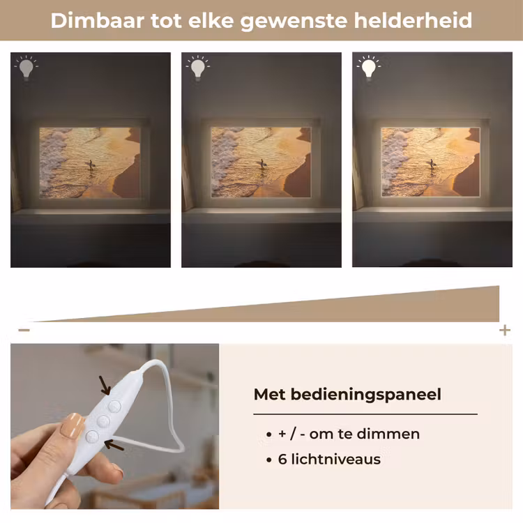 Lightbox - Wandlamp - Surfer - Strand - Zonsondergang - Oceaan - Goud — 8