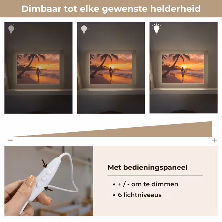 Lightbox - Wandlamp - Vrouw - Surfplank - Strand - Zonsondergang - Oranje — 8