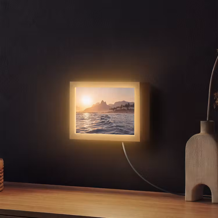 Lightbox - Wandlamp - Zee - Golven - Zonsondergang - Kust - Goud — 2
