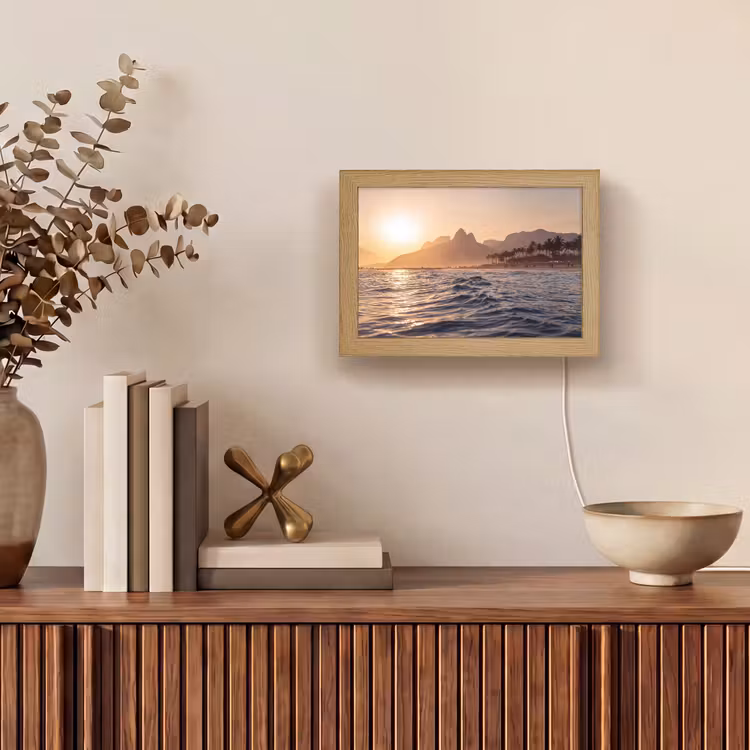 Lightbox - Wandlamp - Zee - Golven - Zonsondergang - Kust - Goud — 4