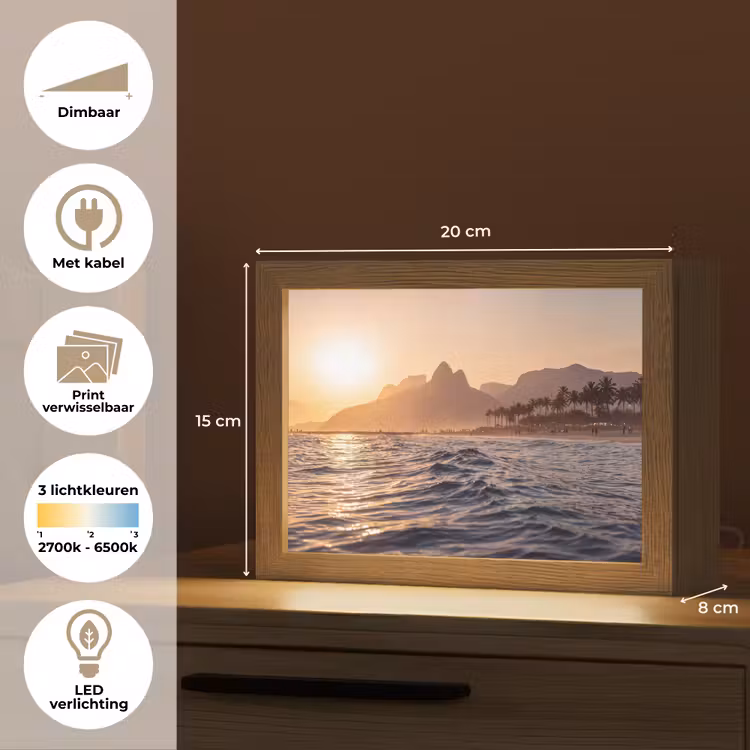 Lightbox - Wandlamp - Zee - Golven - Zonsondergang - Kust - Goud — 9