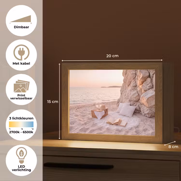 Lightbox - Wandlamp - Strand - Picknick - Zonsondergang - Zomer - Natuur — 9