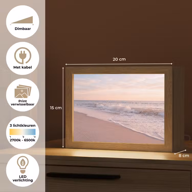 Lightbox - Wandlamp - Strand - Zee - Golven - Natuur - Zonsondergang — 9