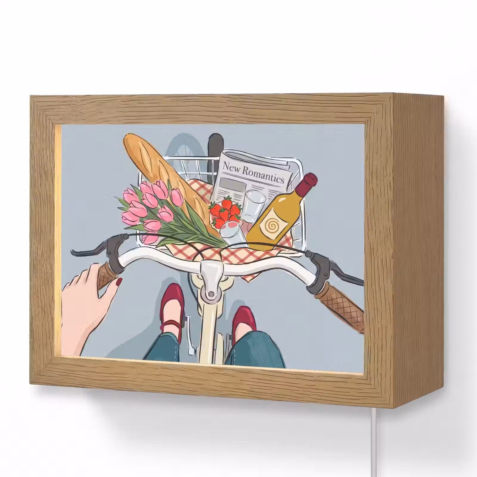 Lightbox - Wandlamp - Fiets - Picknick - Zomer - Illustratie — 1