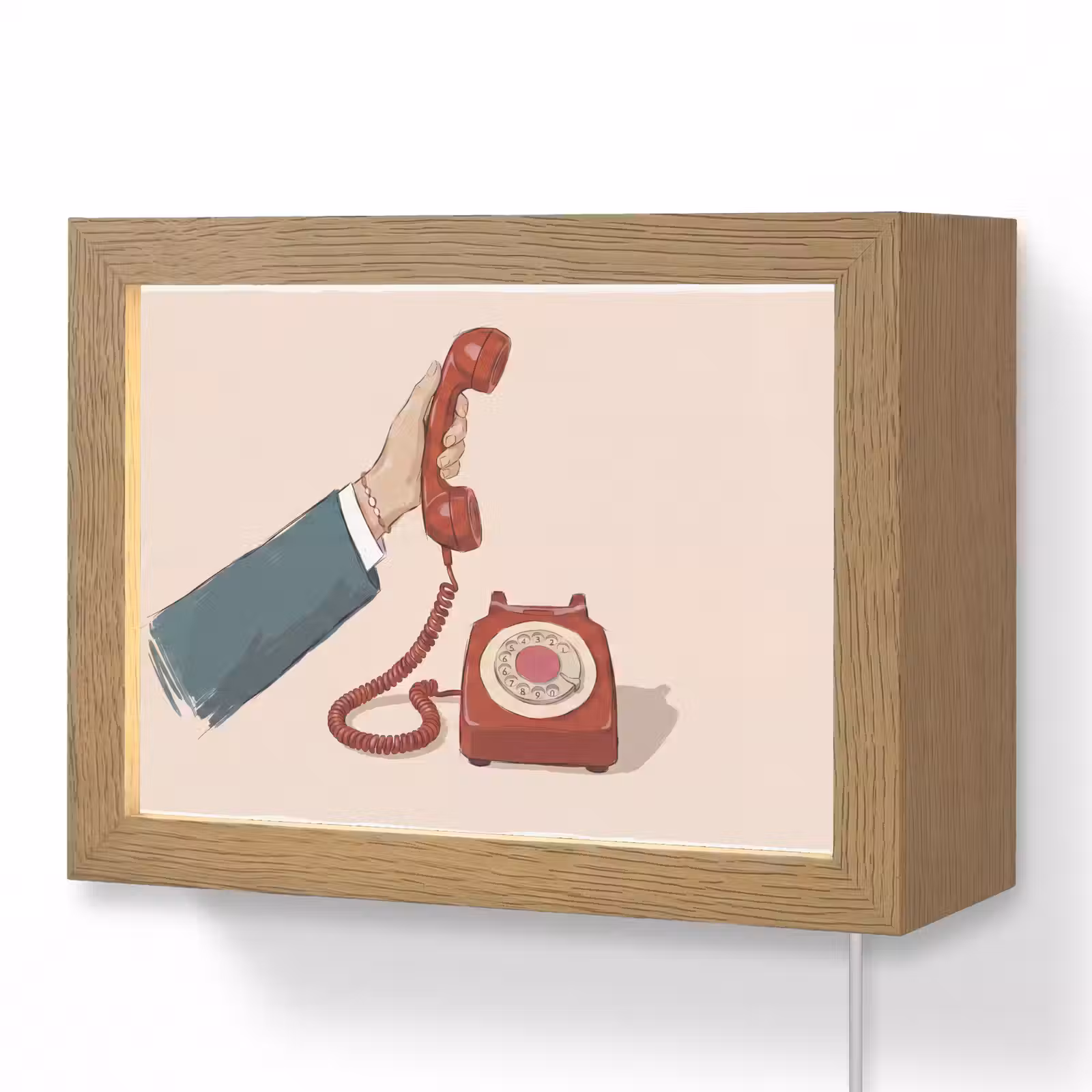 Lightbox - Wandlamp - Telefoon - Hand - Vintage - Communicatie - Rood — 1