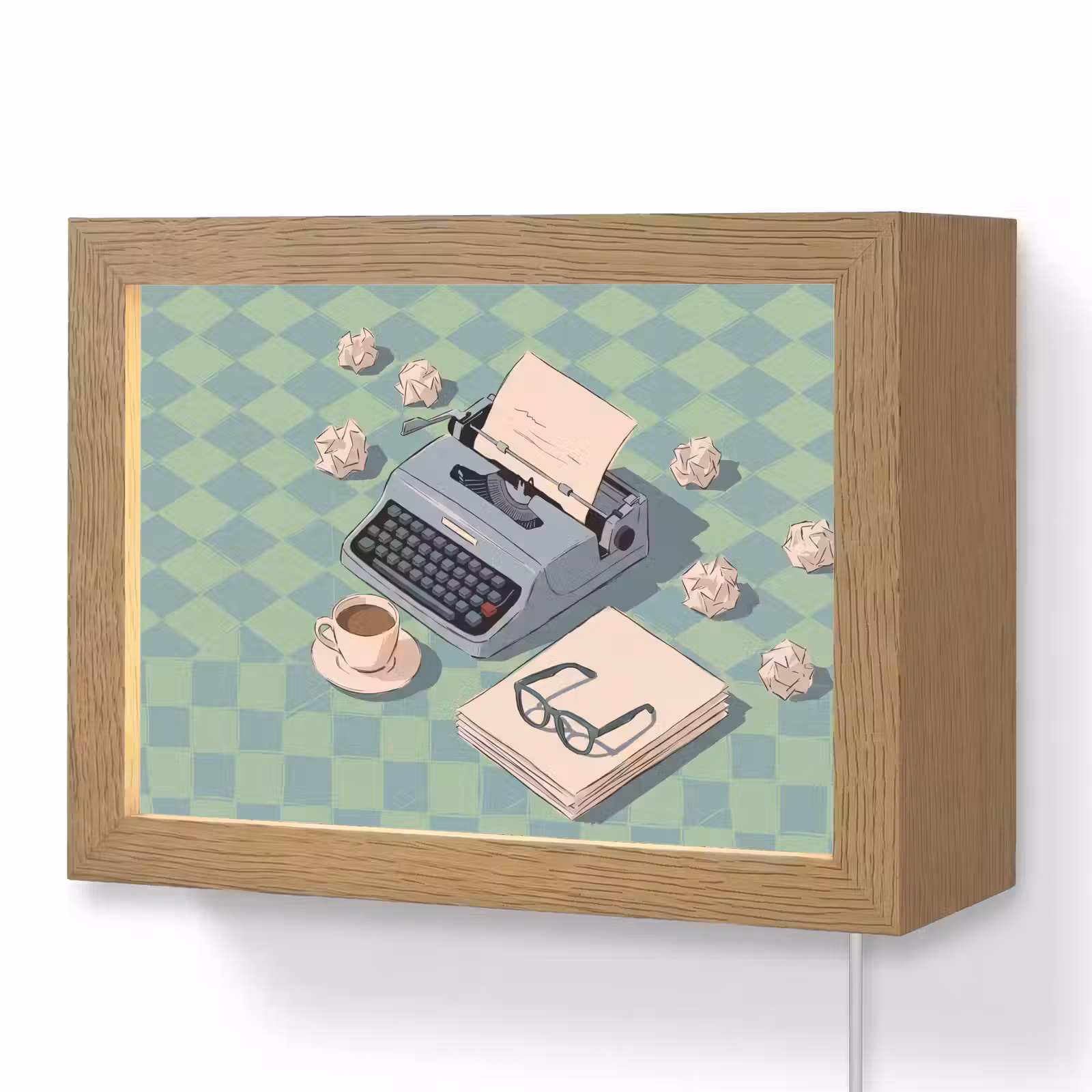 Lightbox - Wandlamp - Typemachine - Kantoor - Vintage - Illustratie - Groen — 1