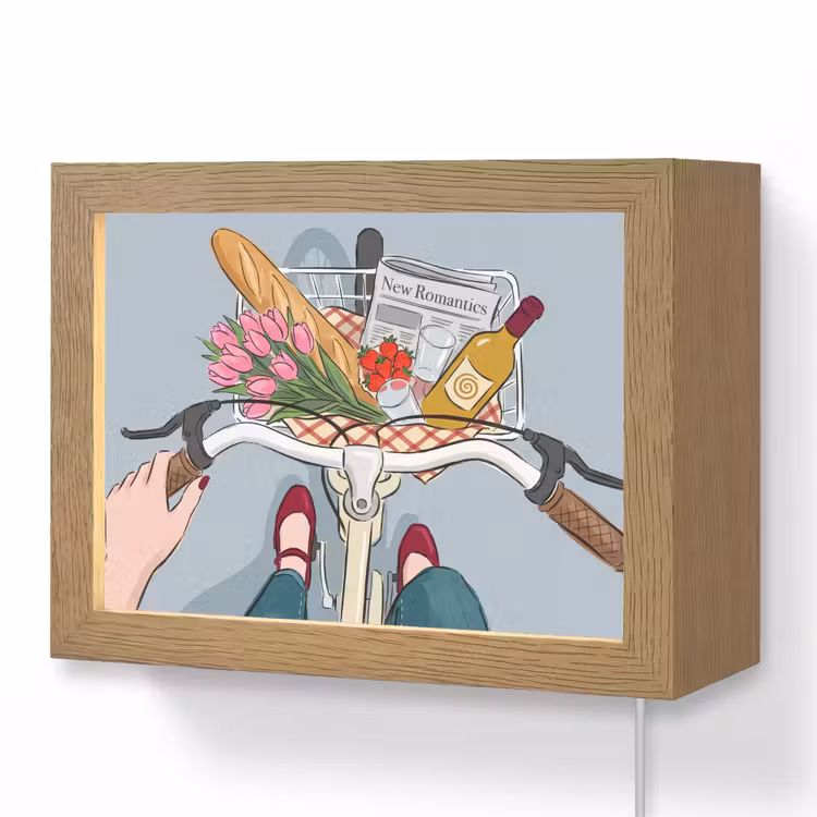 Lightbox - Wandlamp - Fiets - Picknick - Zomer - Illustratie — 1