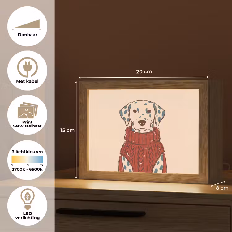 Lightbox - Wandlamp - Hond - Trui - Winter - Dieren - Rood — 9