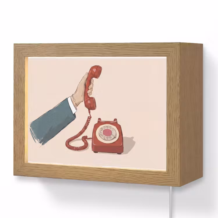 Lightbox - Wandlamp - Telefoon - Hand - Vintage - Communicatie - Rood — 1