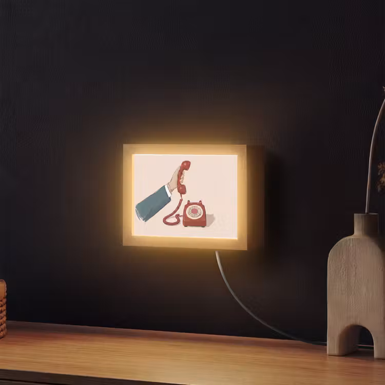 Lightbox - Wandlamp - Telefoon - Hand - Vintage - Communicatie - Rood — 2