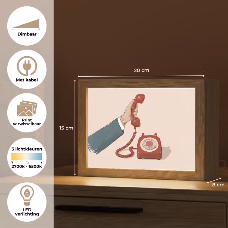 Lightbox - Wandlamp - Telefoon - Hand - Vintage - Communicatie - Rood — 9
