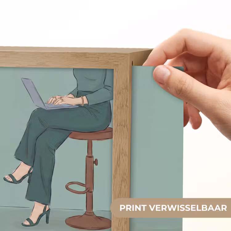 Lightbox - Wandlamp - Vrouw - Laptop - Zittend - Illustratie - Groen — 6