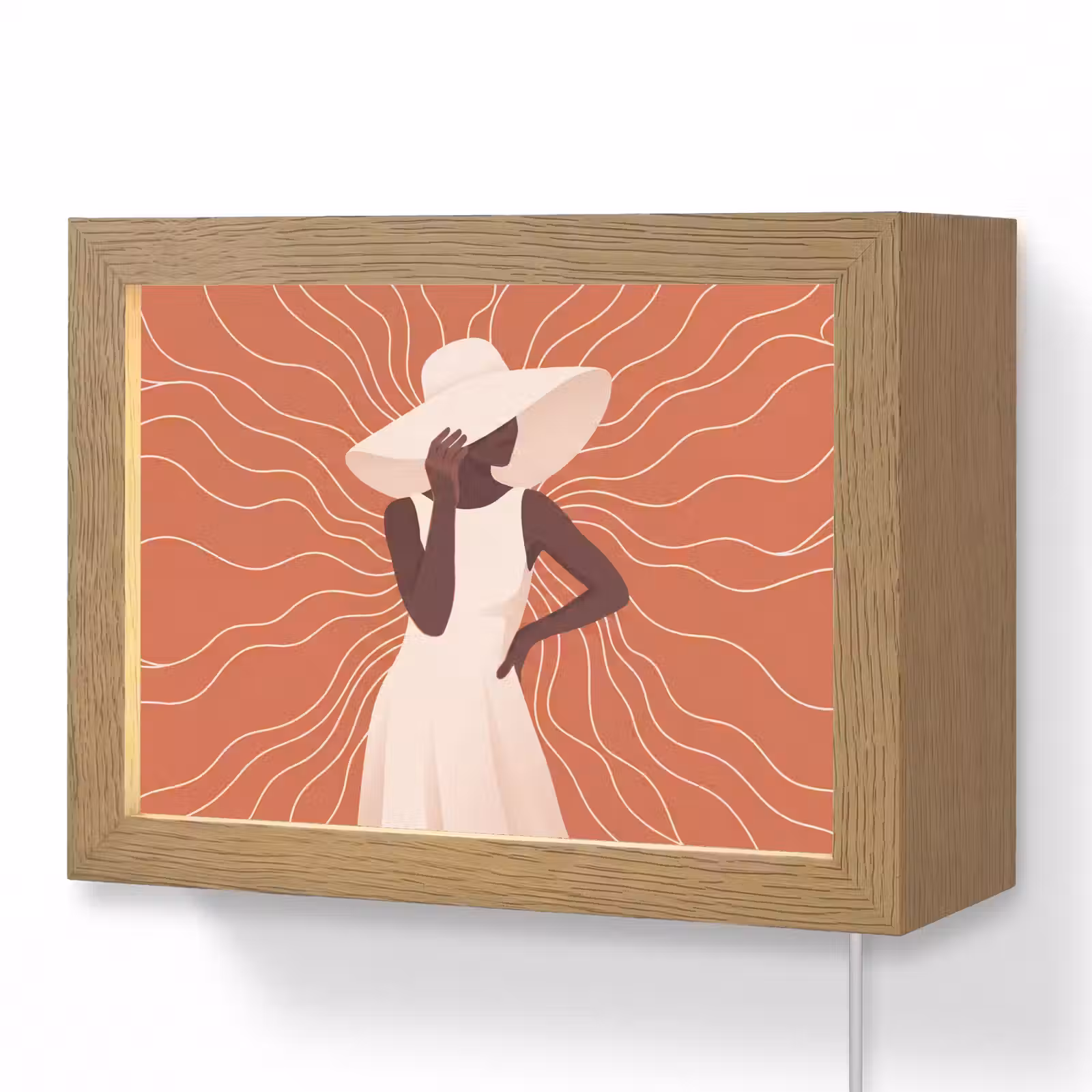 Lightbox - Wandlamp - Vrouw - Hoed - Portret - Modern - Beige — 1