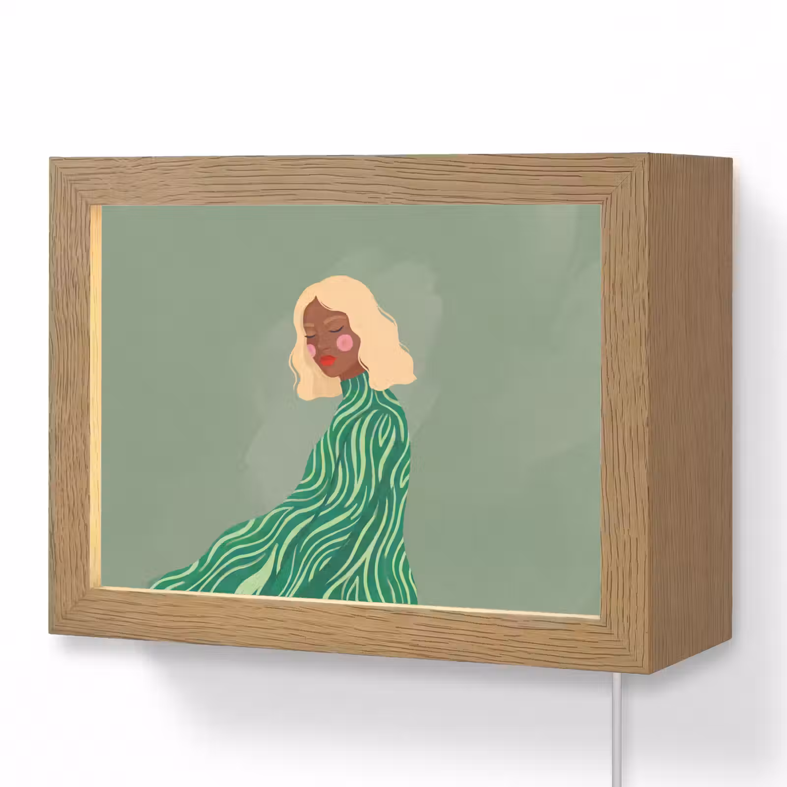 Lightbox - Wandlamp - Vrouw - Portret - Illustratie - Modern - Groen — 1
