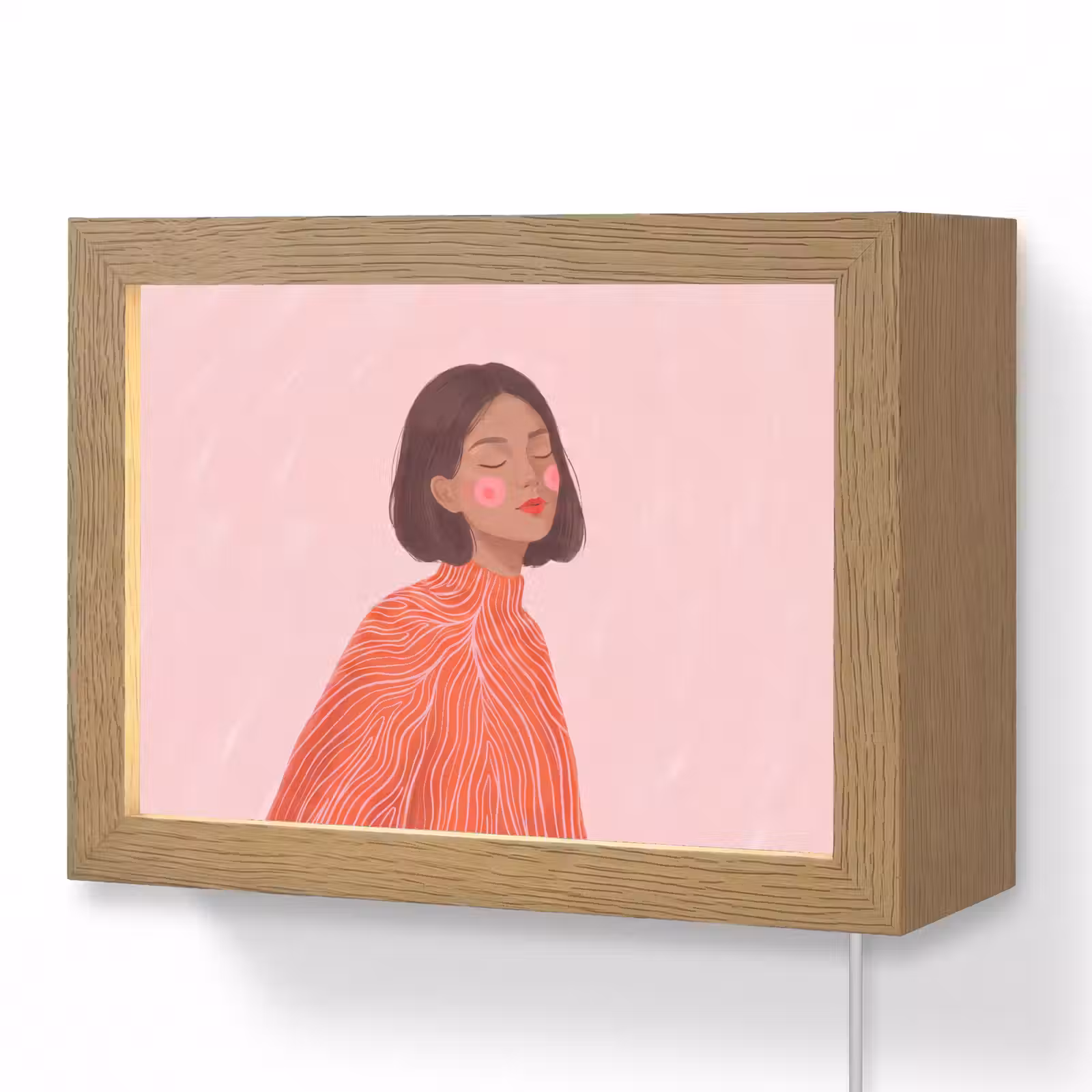 Lightbox - Wandlamp - Vrouw - Portret - Modern - Kunst - Roze — 1
