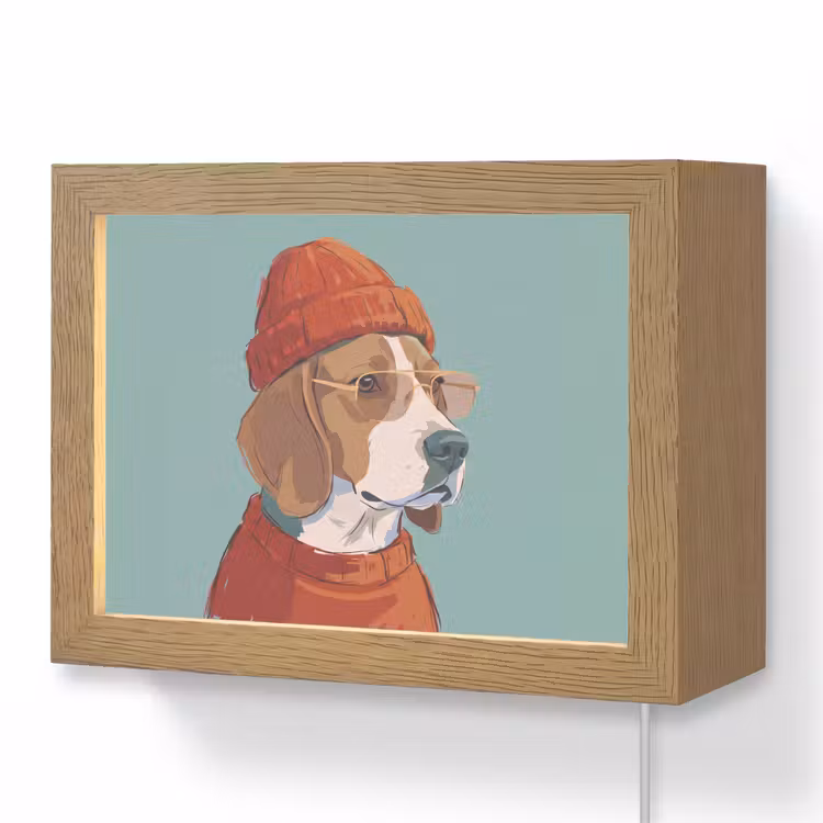 Lightbox - Wandlamp - Hond - Beanie - Zonnebril - Dieren - Modern — 1