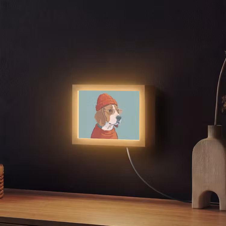 Lightbox - Wandlamp - Hond - Beanie - Zonnebril - Dieren - Modern — 2