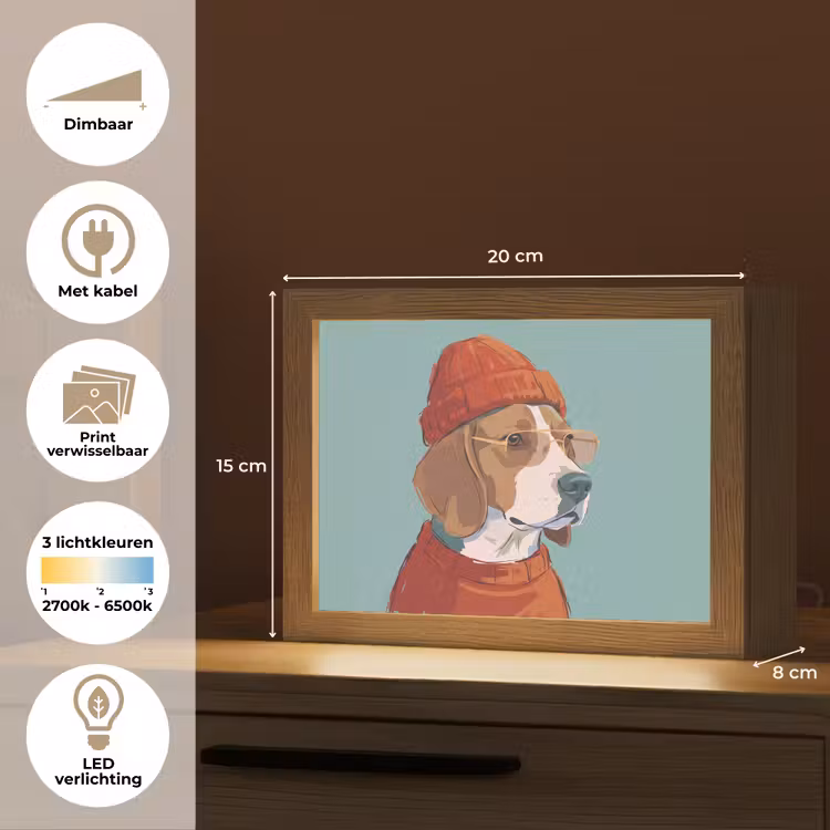 Lightbox - Wandlamp - Hond - Beanie - Zonnebril - Dieren - Modern — 9