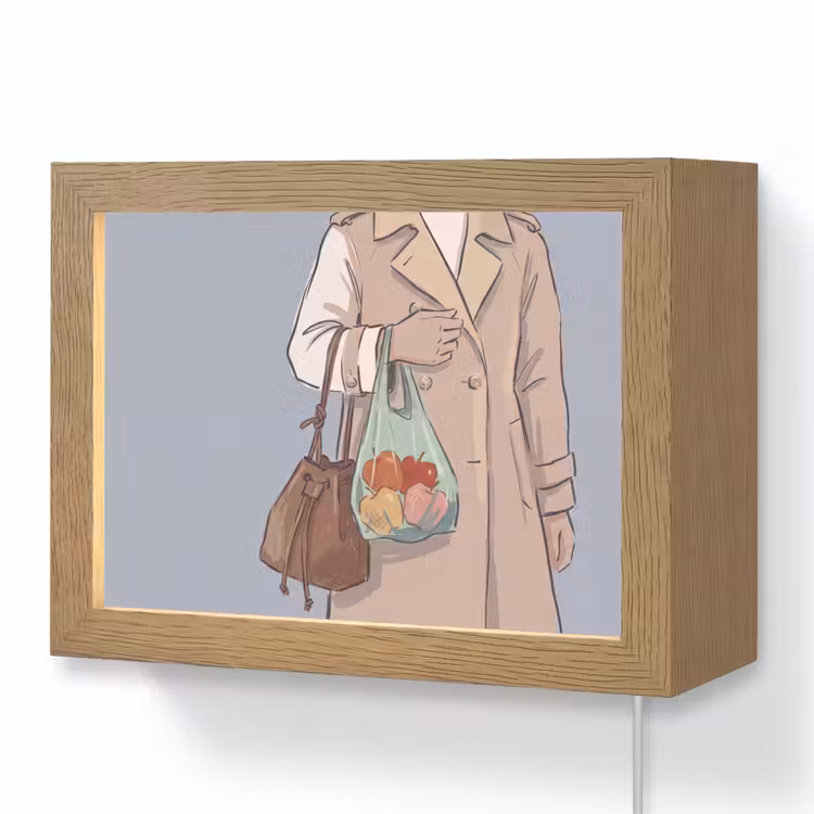 Lightbox - Wandlamp - Mensen - Boodschappen - Stadsleven - Modern - Kleurrijk — 1