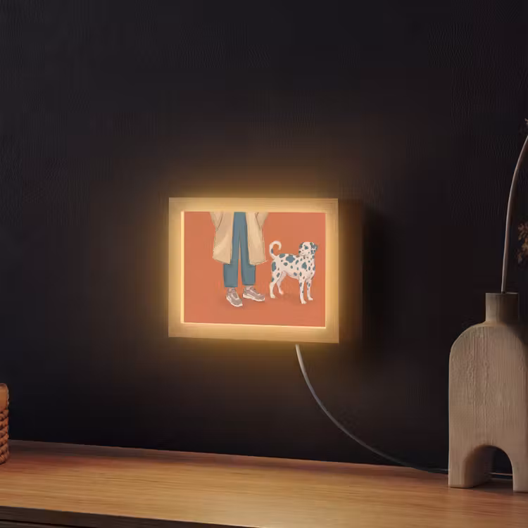 Lightbox - Wandlamp - Persoon - Hond - Dieren - Illustratie - Modern — 2