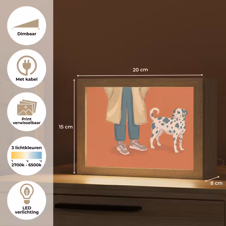 Lightbox - Wandlamp - Persoon - Hond - Dieren - Illustratie - Modern — 9