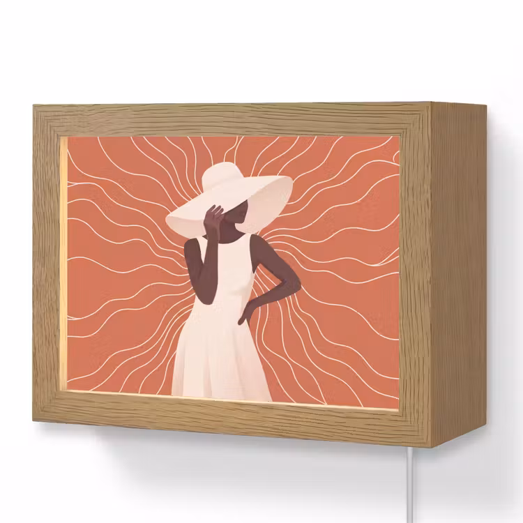 Lightbox - Wandlamp - Vrouw - Hoed - Portret - Modern - Beige — 1