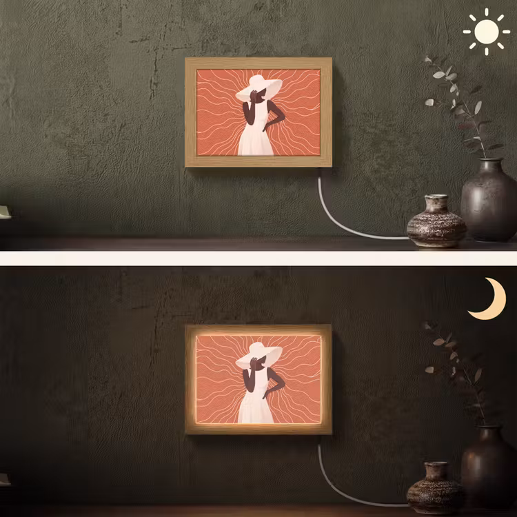 Lightbox - Wandlamp - Vrouw - Hoed - Portret - Modern - Beige — 3