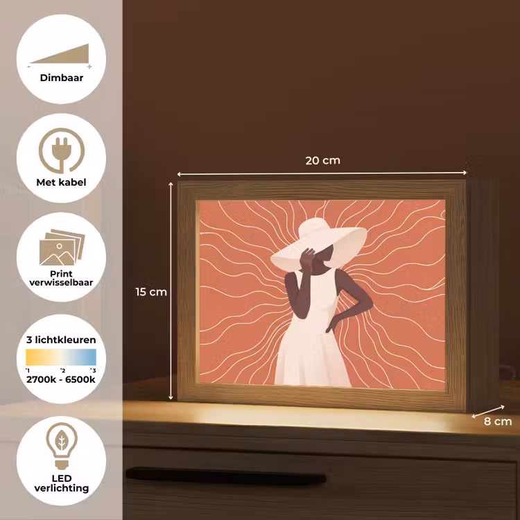 Lightbox - Wandlamp - Vrouw - Hoed - Portret - Modern - Beige — 9