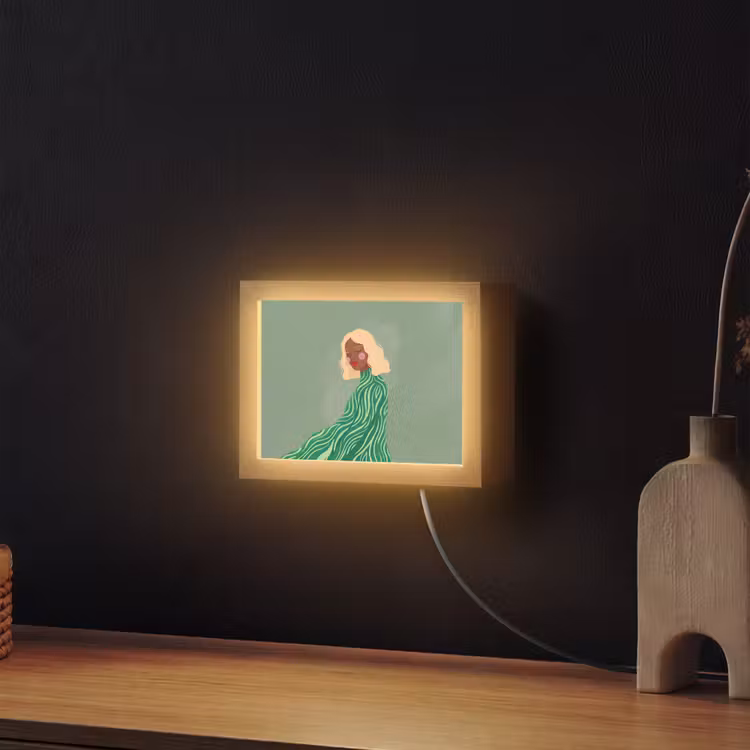 Lightbox - Wandlamp - Vrouw - Portret - Illustratie - Modern - Groen — 2