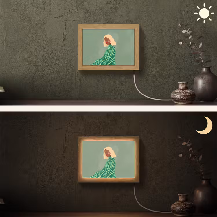 Lightbox - Wandlamp - Vrouw - Portret - Illustratie - Modern - Groen — 3