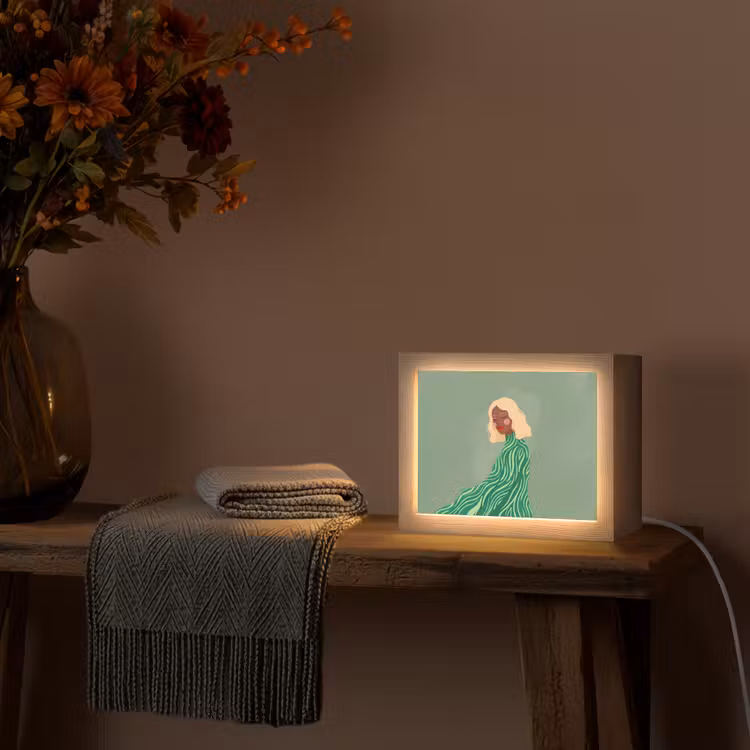 Lightbox - Wandlamp - Vrouw - Portret - Illustratie - Modern - Groen — 5