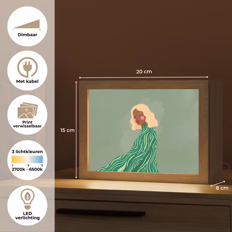 Lightbox - Wandlamp - Vrouw - Portret - Illustratie - Modern - Groen — 9