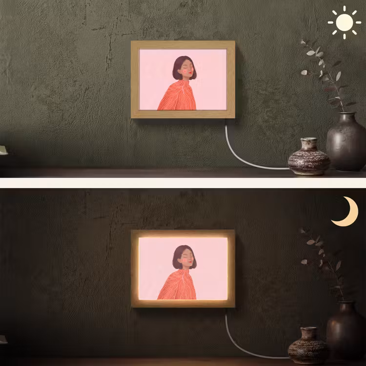 Lightbox - Wandlamp - Vrouw - Portret - Modern - Kunst - Roze — 3