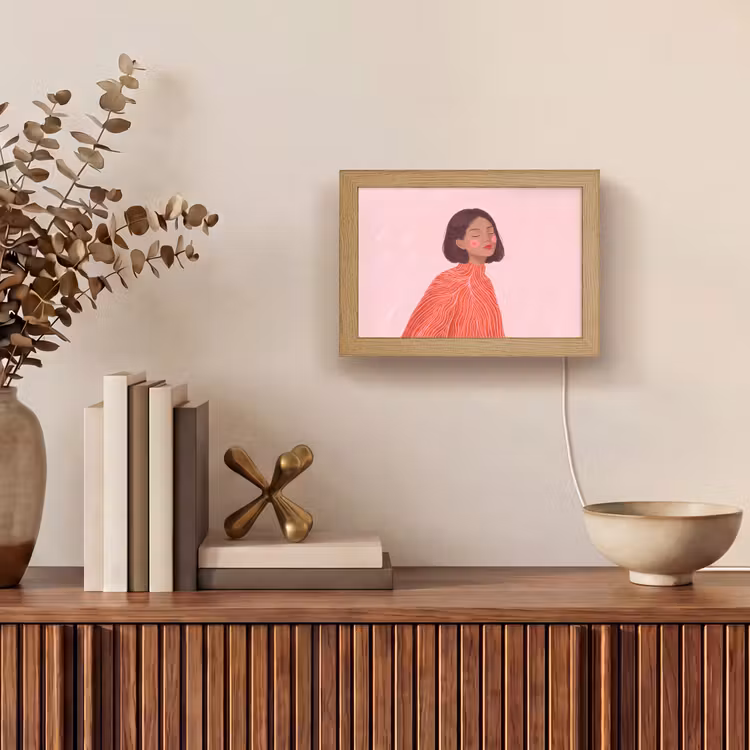 Lightbox - Wandlamp - Vrouw - Portret - Modern - Kunst - Roze — 4