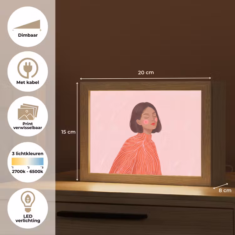 Lightbox - Wandlamp - Vrouw - Portret - Modern - Kunst - Roze — 9