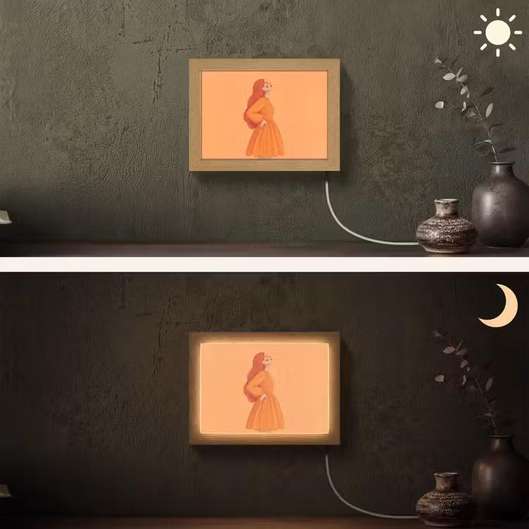 Lightbox - Wandlamp - Vrouw - Profiel - Mensen - Modern - Oranje — 3