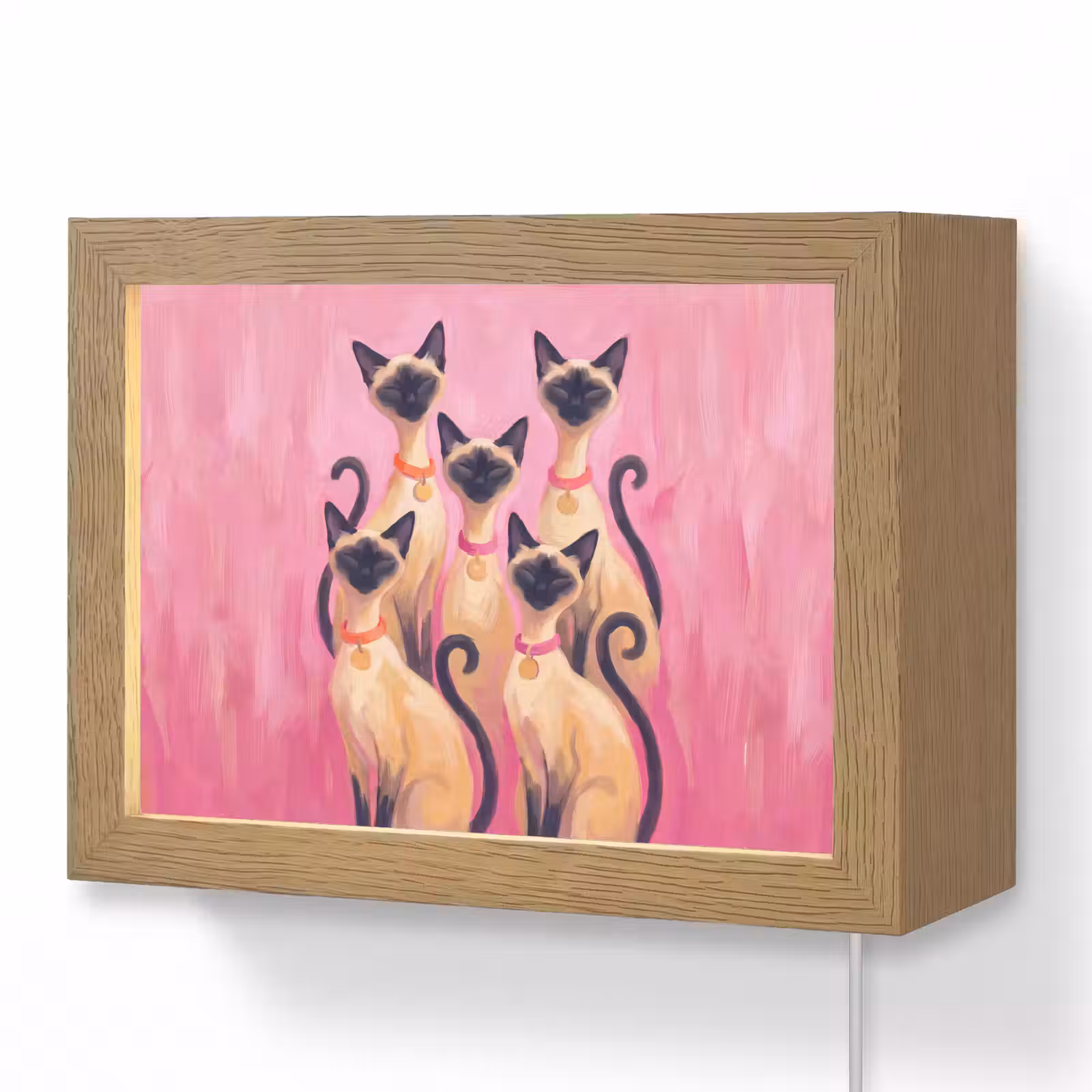 Lightbox - Wandlamp - Kat - Groep - Dieren - Modern - Roze — 1