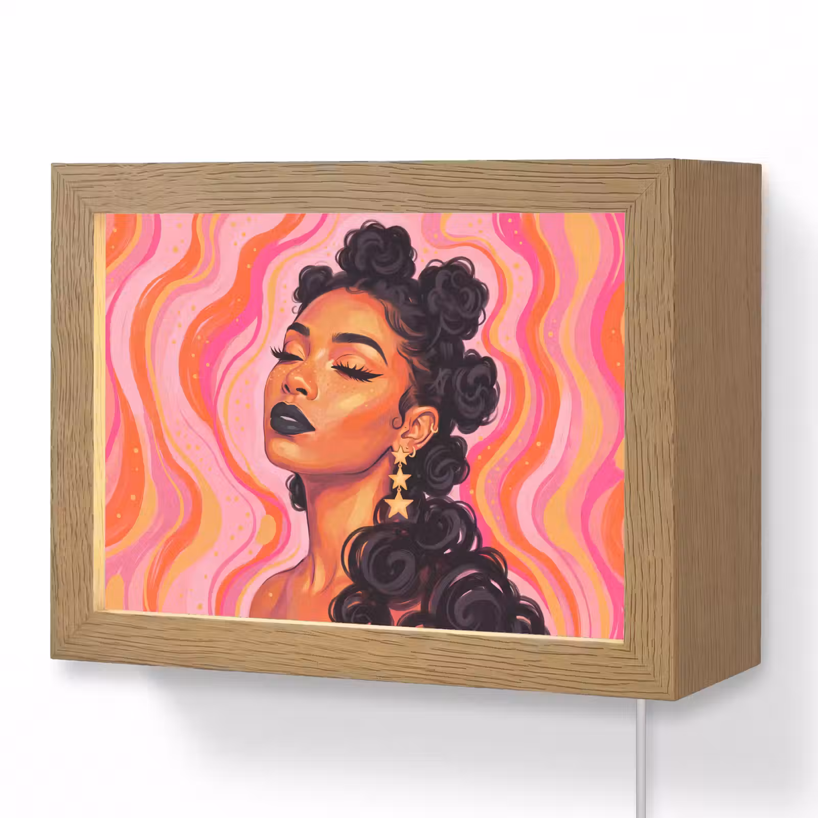 Lightbox - Wandlamp - Vrouw - Portret - Abstract - Kleurrijk - Roze — 1
