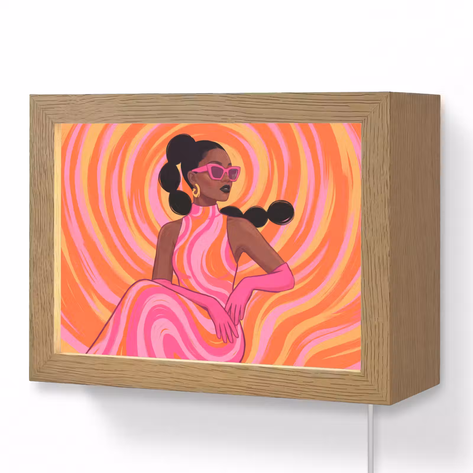 Lightbox - Wandlamp - Vrouw - Portret - Kunst - Abstract - Roze — 1