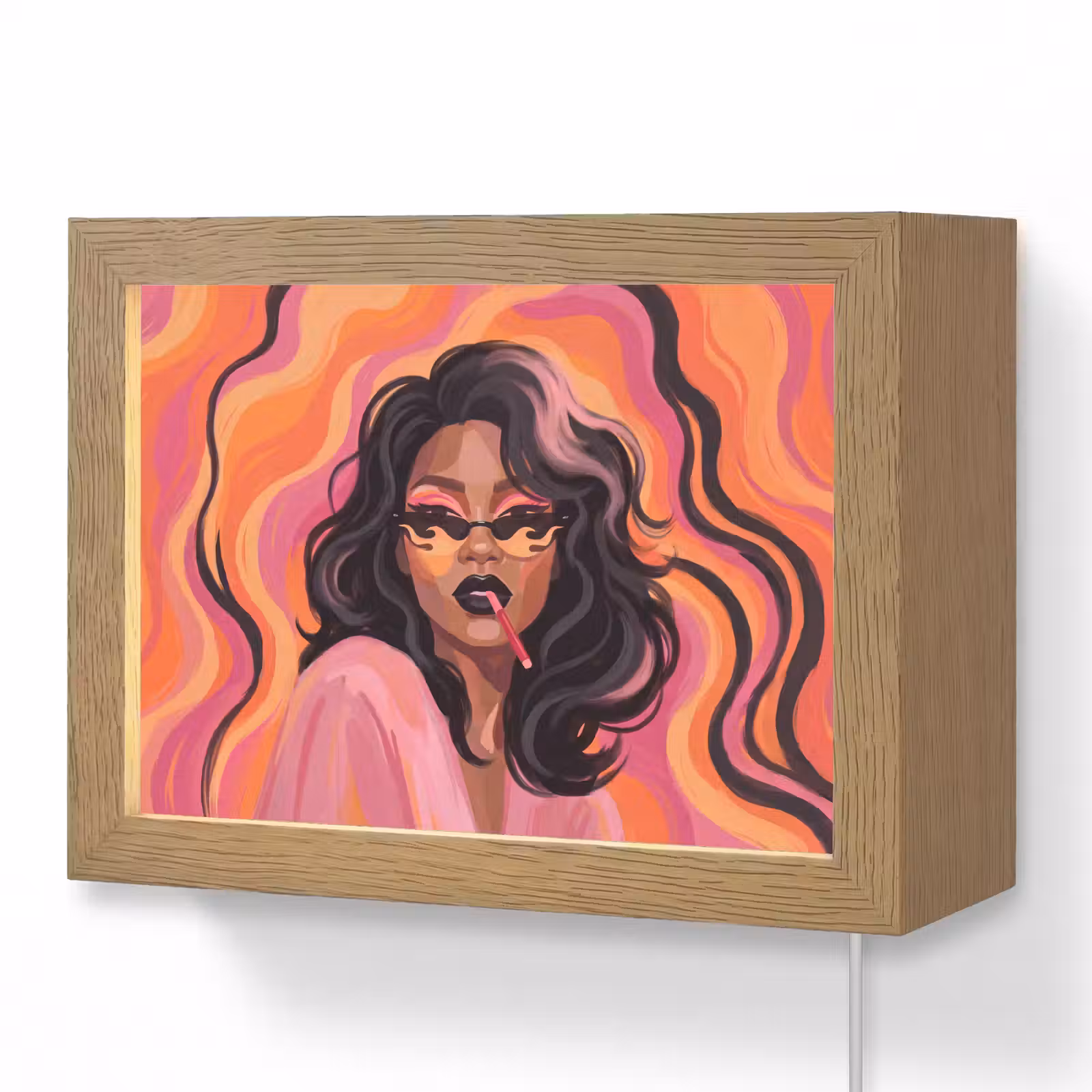 Lightbox - Wandlamp - Vrouw - Zonnebril - Modern - Portret - Oranje — 1