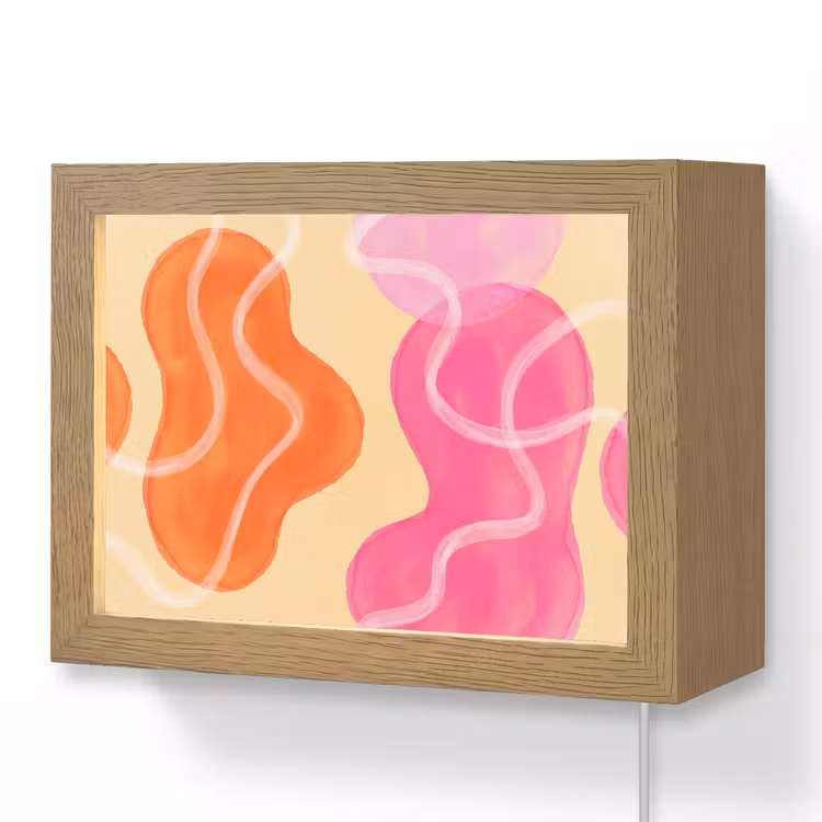 Lightbox - Wandlamp - Abstract - Aquarel - Organisch - Oranje - Roze — 1