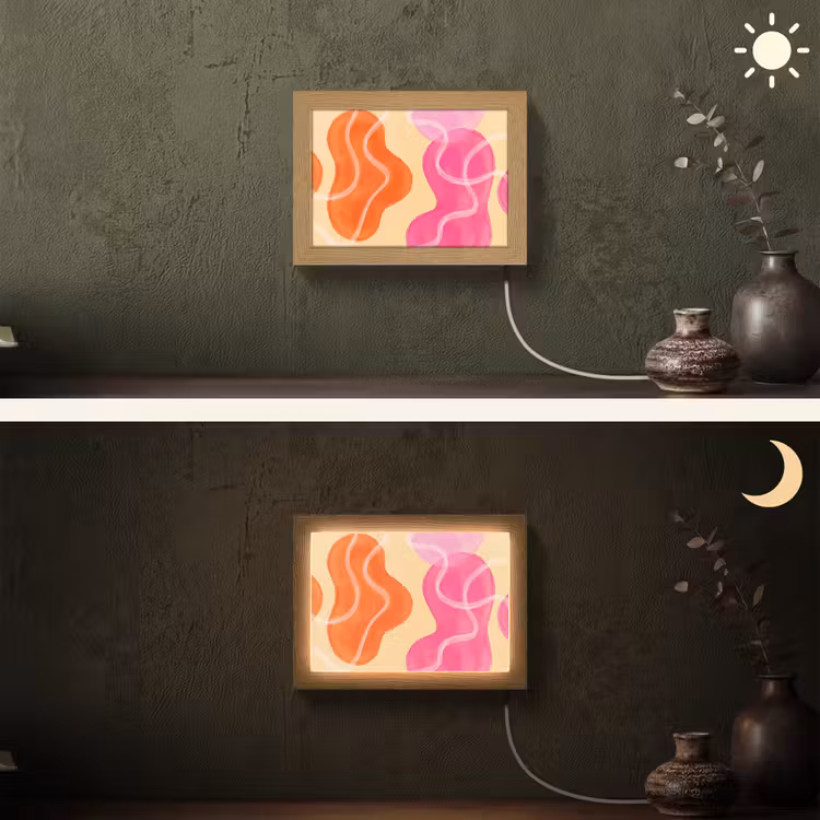 Lightbox - Wandlamp - Abstract - Aquarel - Organisch - Oranje - Roze — 3