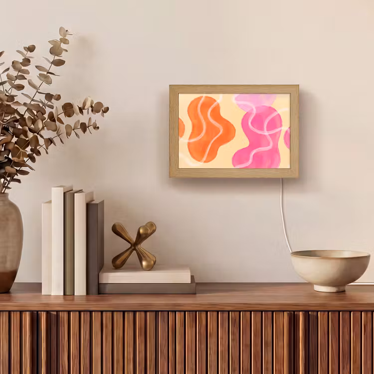 Lightbox - Wandlamp - Abstract - Aquarel - Organisch - Oranje - Roze — 4